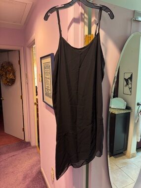 NWT! Eileen Fisher Size XL 100% Silk Black Spaghetti Strap Long Tank